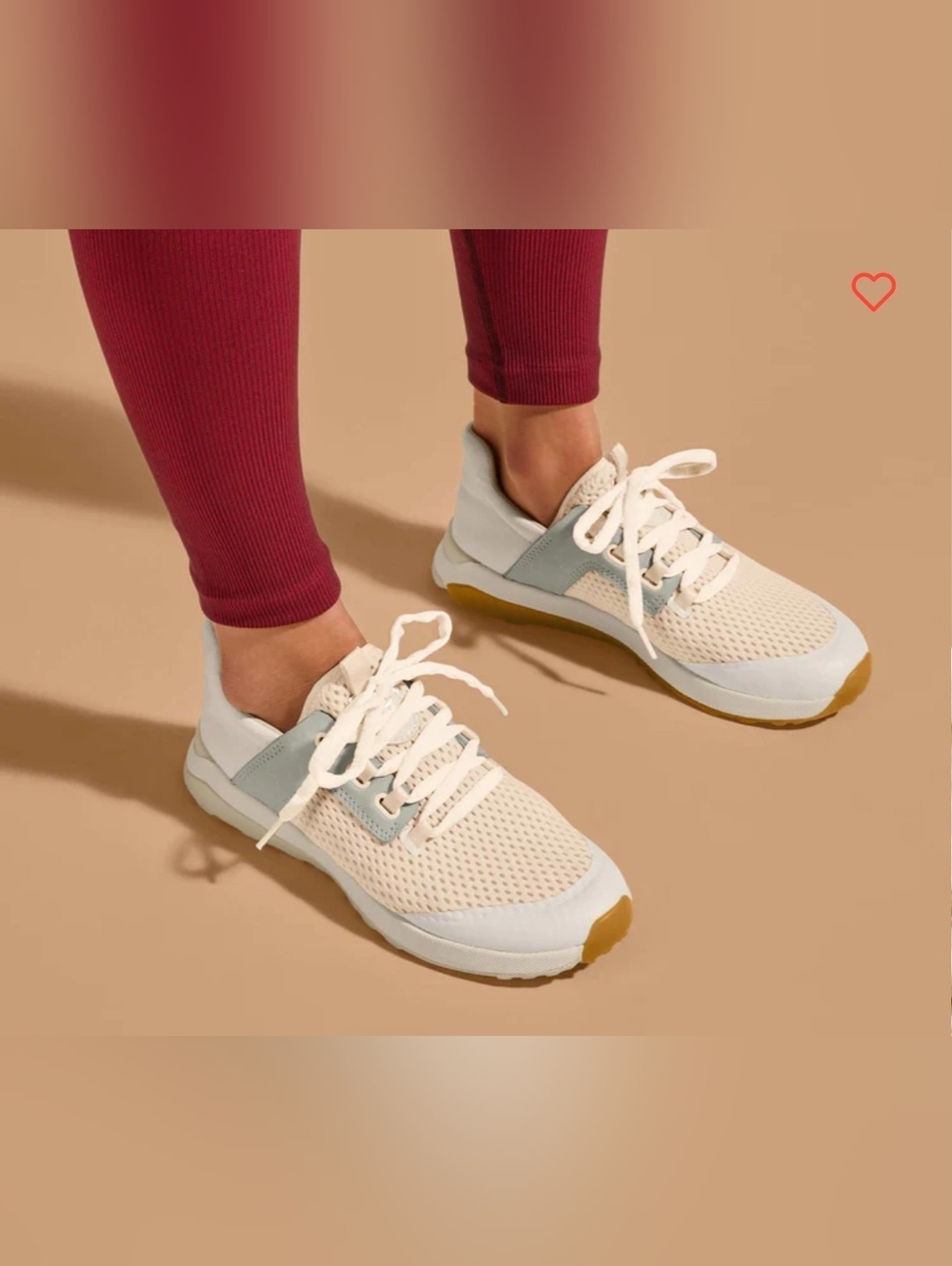 OluKai Neutral Mesh Lace-Up Sneakers in Cream and Light Blue